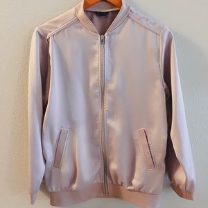Topshop Blush Satin Bomber Track Jacket